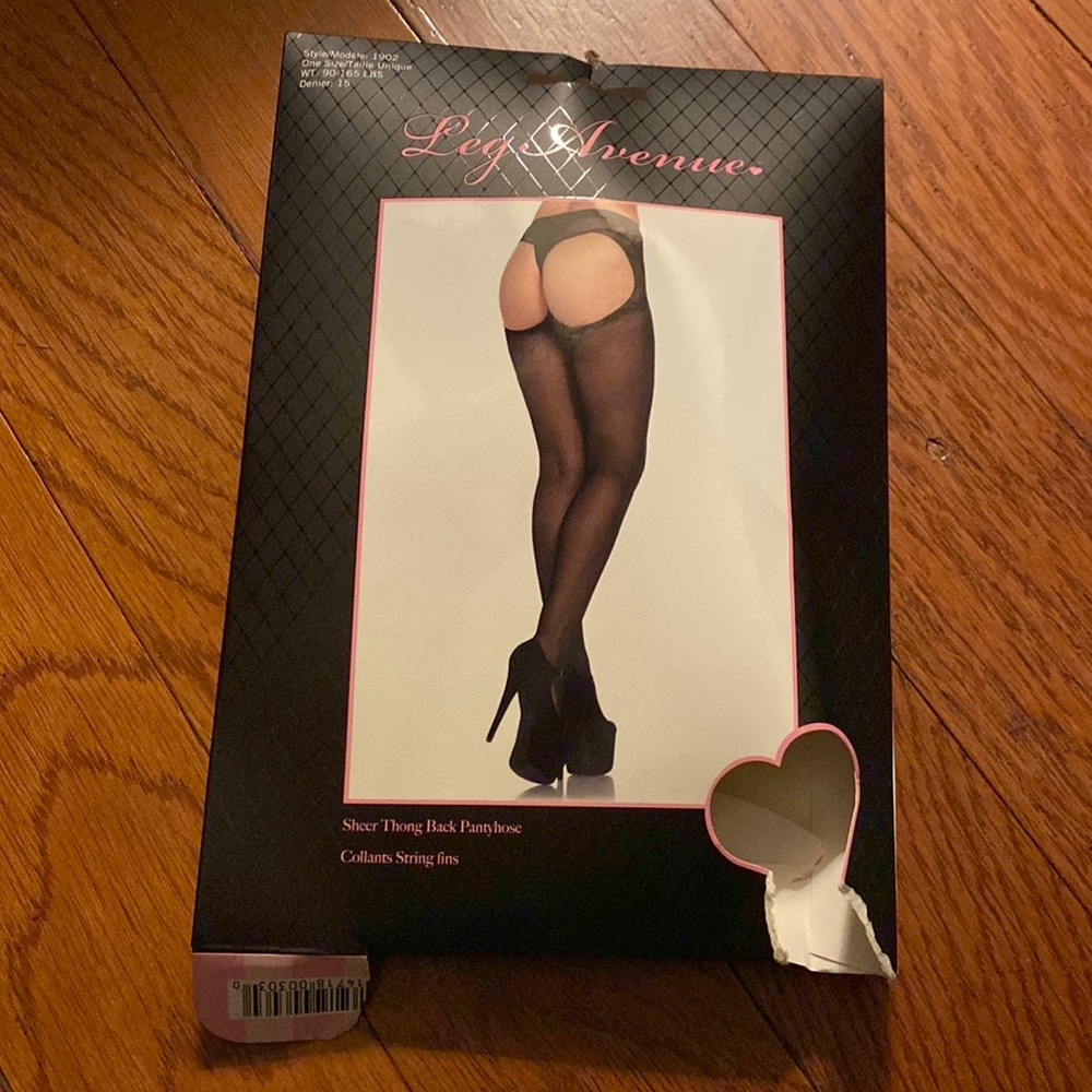 Sheer thong black pantyhose